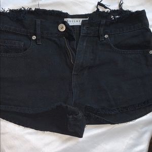 Black denim shorts